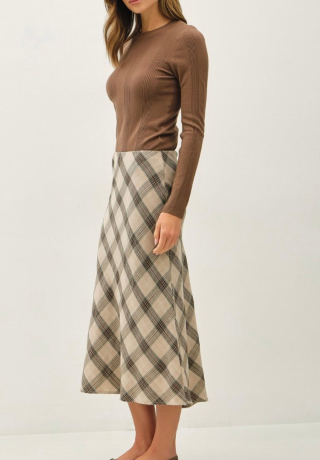 Ruther Plaid Midi Skirt