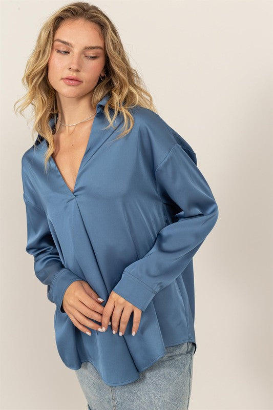 Slate Satin Top