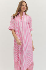 Pink Stripe Midi Dress