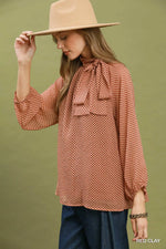 Dot Tie Neck Blouse