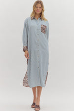 Stripe Leopard Midi Dress