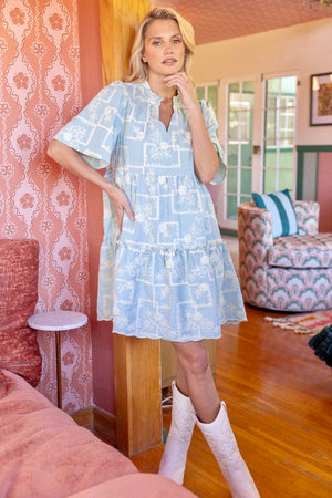 Stripe Embroidered Dress