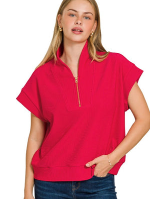 Ribbed Half Zip Top