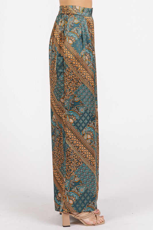 Satin Paisley Pants