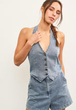 Denim Halter Romper