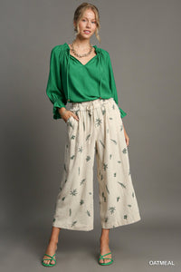 Linen Leaf Cropped Pants