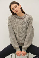 Contrast Cable Knit Sweater