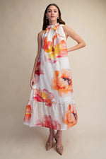Ruffle Neck Midi Dress