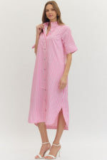 Pink Stripe Midi Dress
