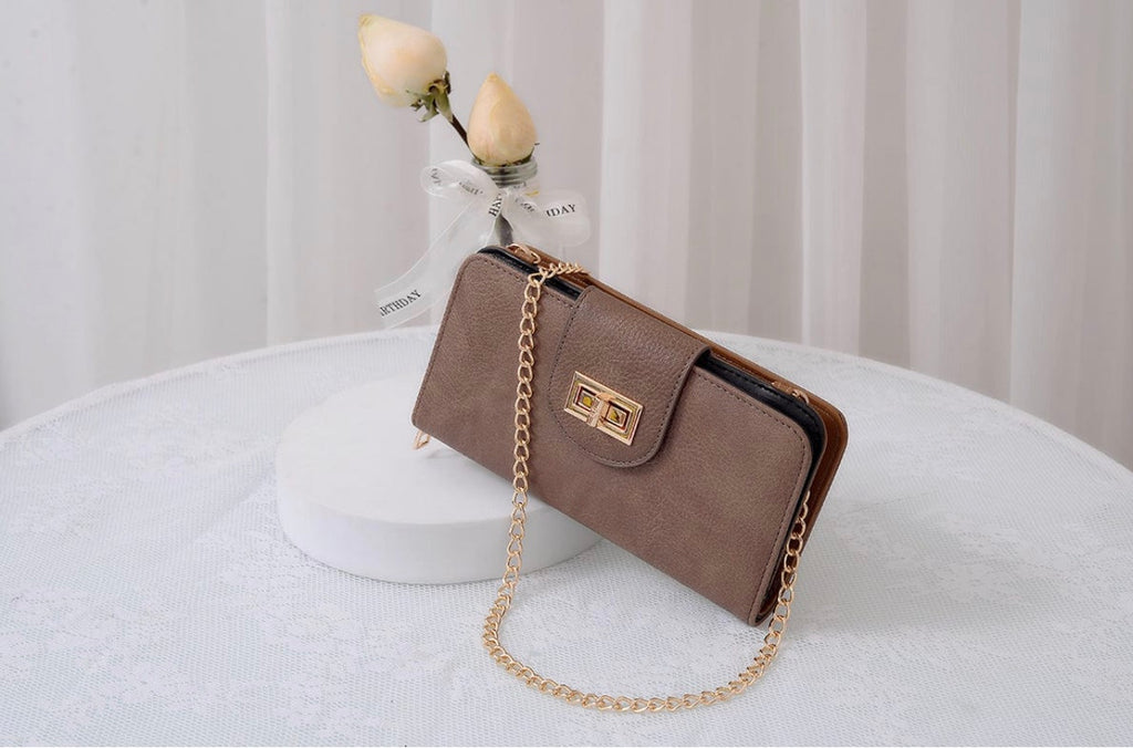 Turn-Lock Crossbody Wallet