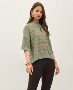 Half Sleeve Stripe Sweater