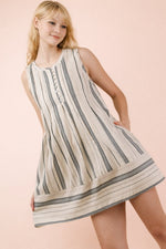 Striped Pintuck Dress