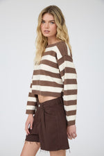 Exposed Hem Striped Sweater