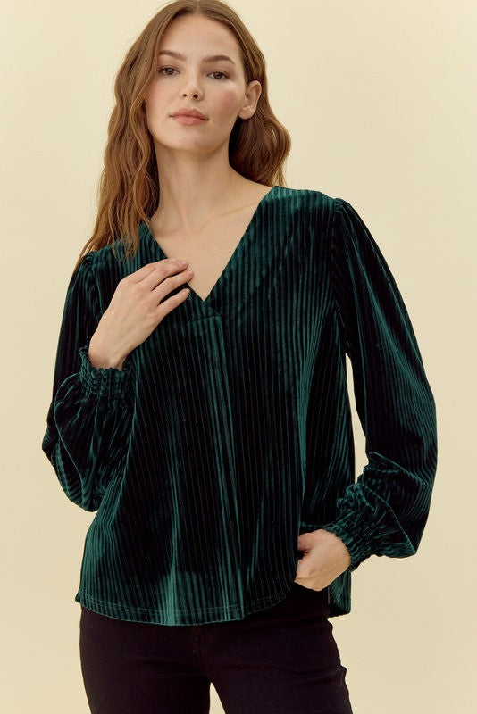 Pleated Velvet Top