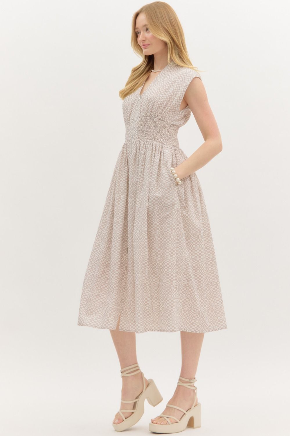 Latte Abstract Midi Dress