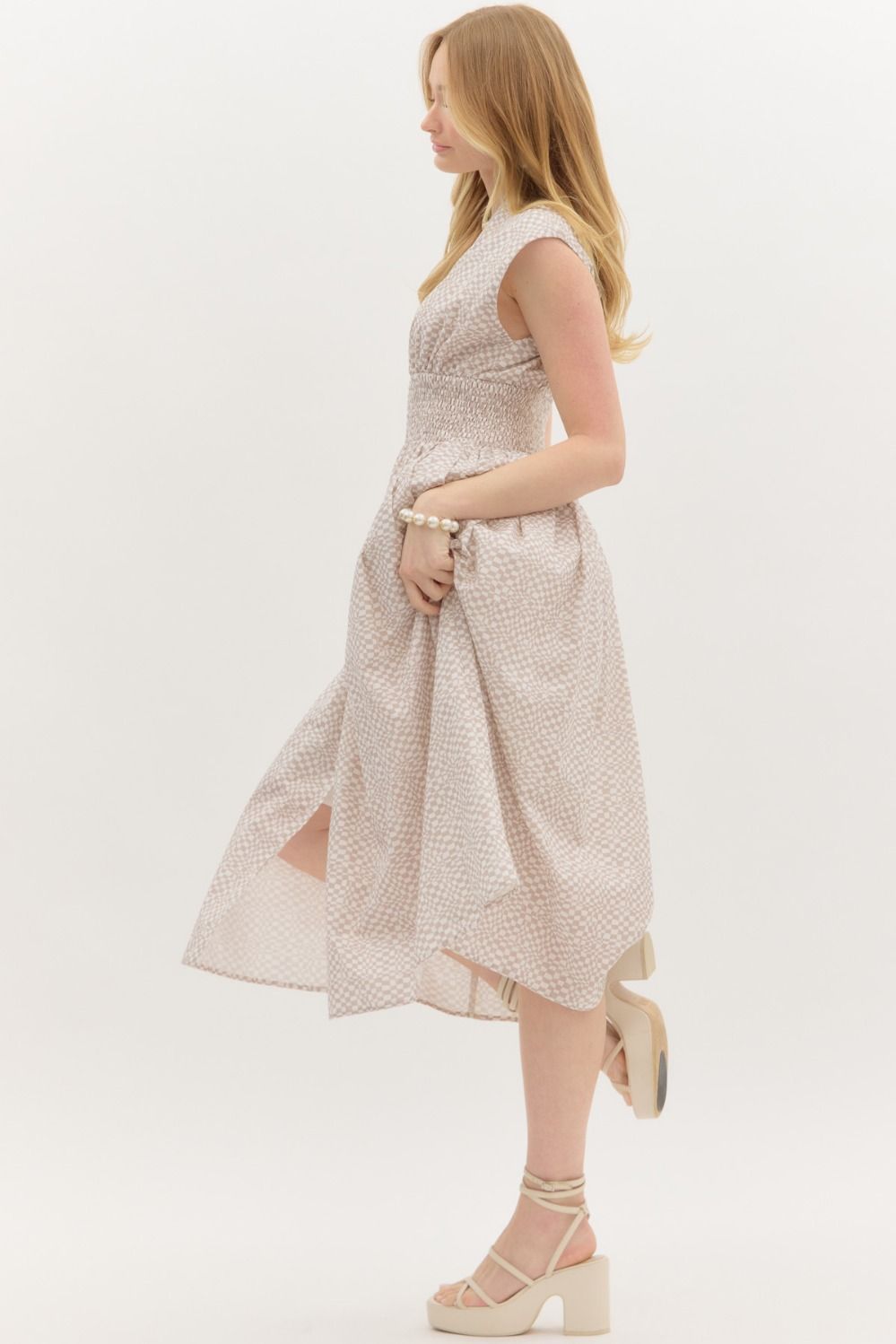 Latte Abstract Midi Dress