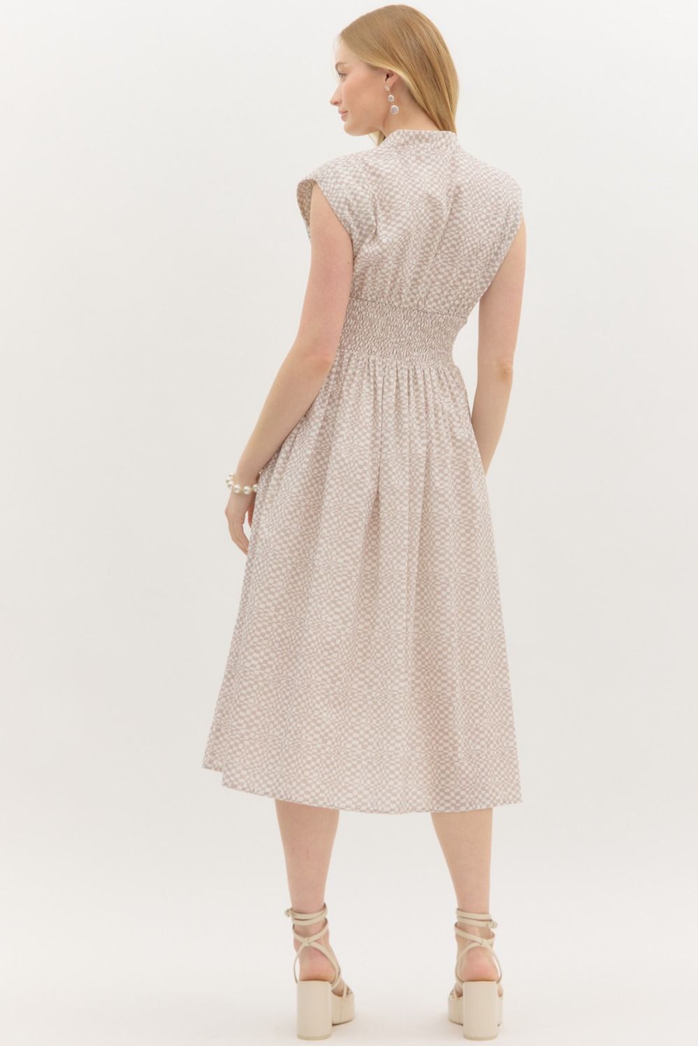 Latte Abstract Midi Dress