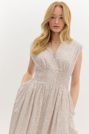 Latte Abstract Midi Dress