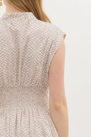 Latte Abstract Midi Dress