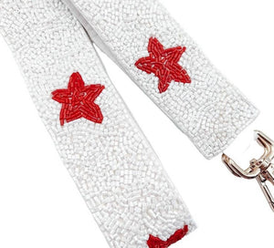 White/ Red Beaded Star Strap